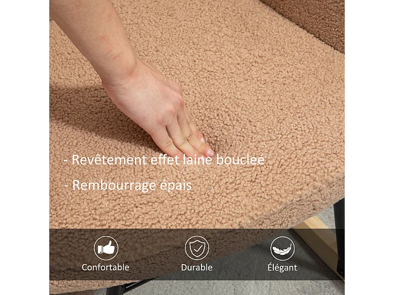 Fauteuil à bascule KAROS bouclette marron