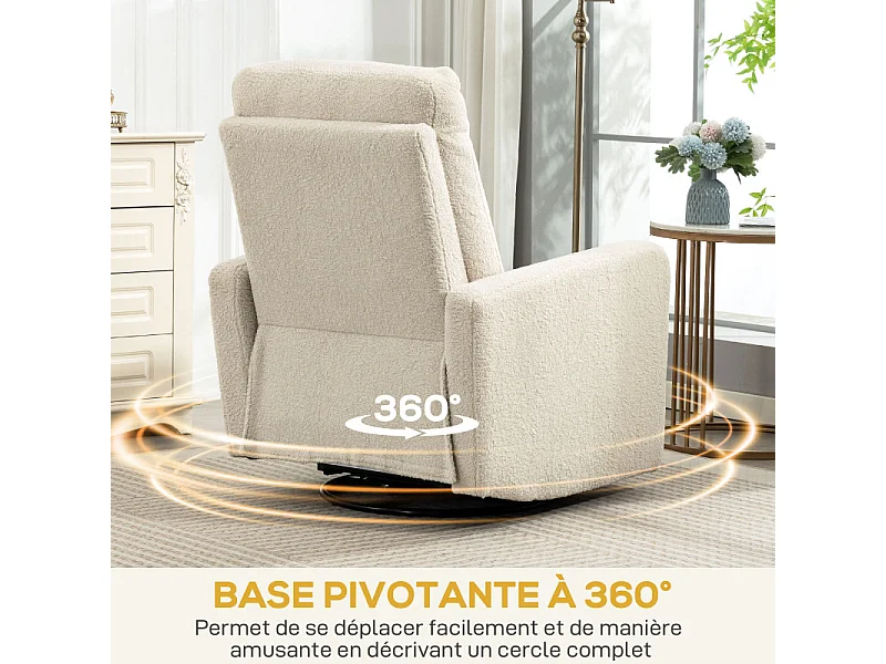 Fauteuil relax avec repose-pieds TARSAQ beige