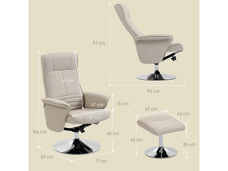 Fauteuil de relaxation CIVILA beige
