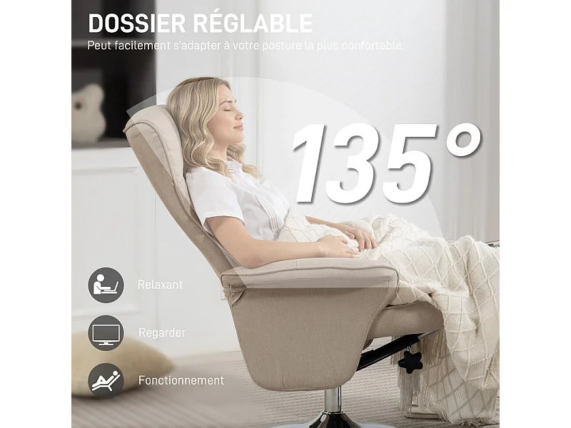 Fauteuil de relaxation CIVILA beige