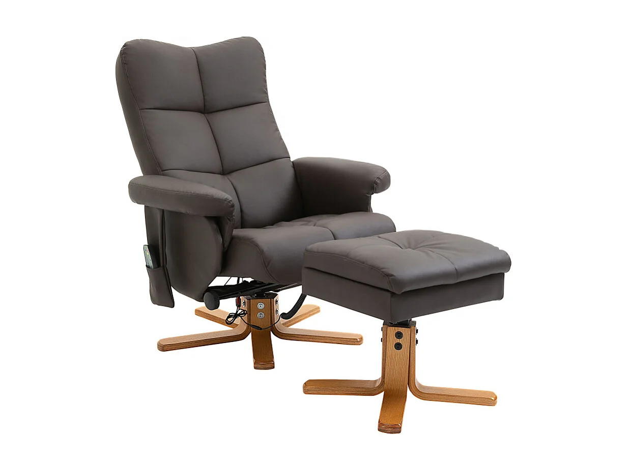 Fauteuil de massage inclinable IRUK chocolat et bois 