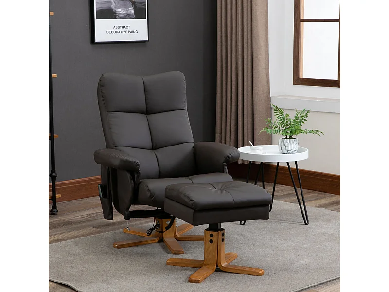 Fauteuil de massage inclinable IRUK chocolat et bois 