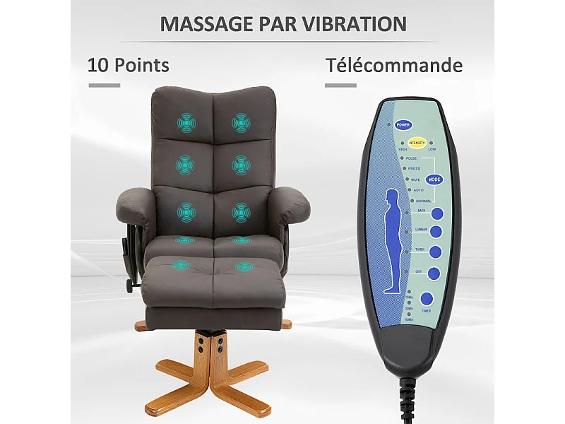 Fauteuil de massage inclinable IRUK chocolat et bois 
