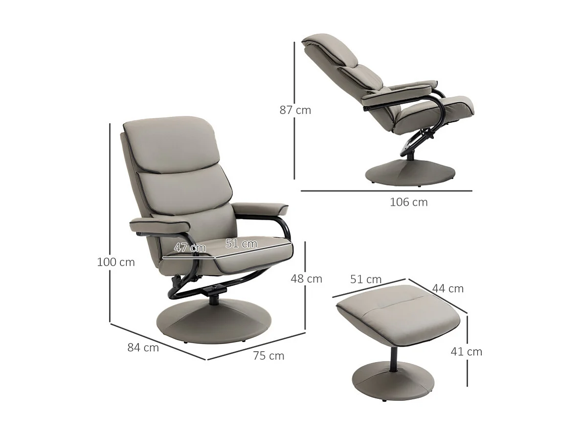 Fauteuil relax pivotant KANGAA gris