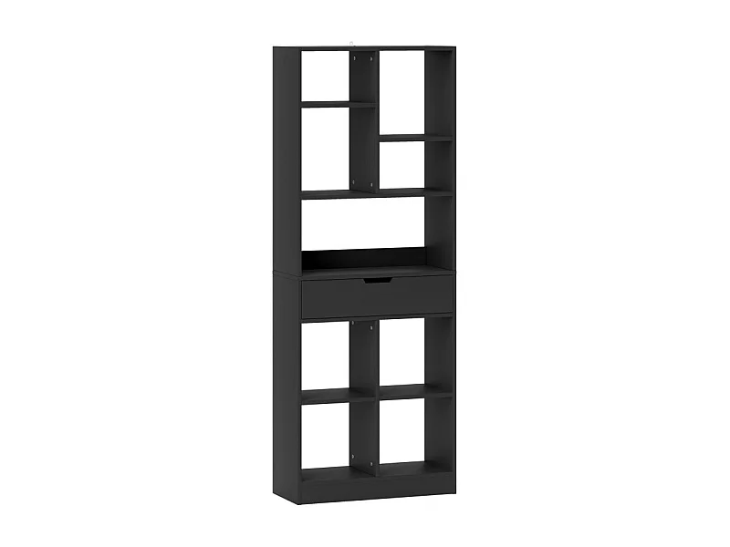 Bibliothèque moderne 9 compartiments avec tiroir BRANCO noire