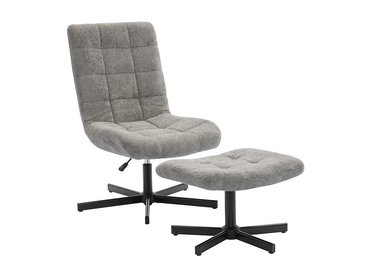 Fauteuil lounge inclinable avec repose-pieds LUSSAC gris