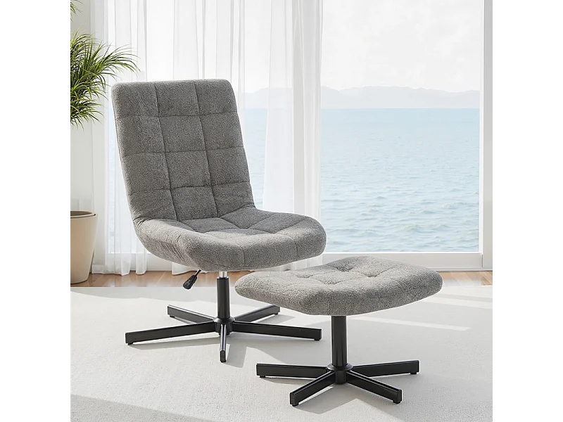 Fauteuil lounge inclinable avec repose-pieds LUSSAC gris