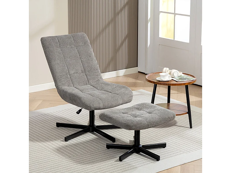 Fauteuil lounge inclinable avec repose-pieds LUSSAC gris