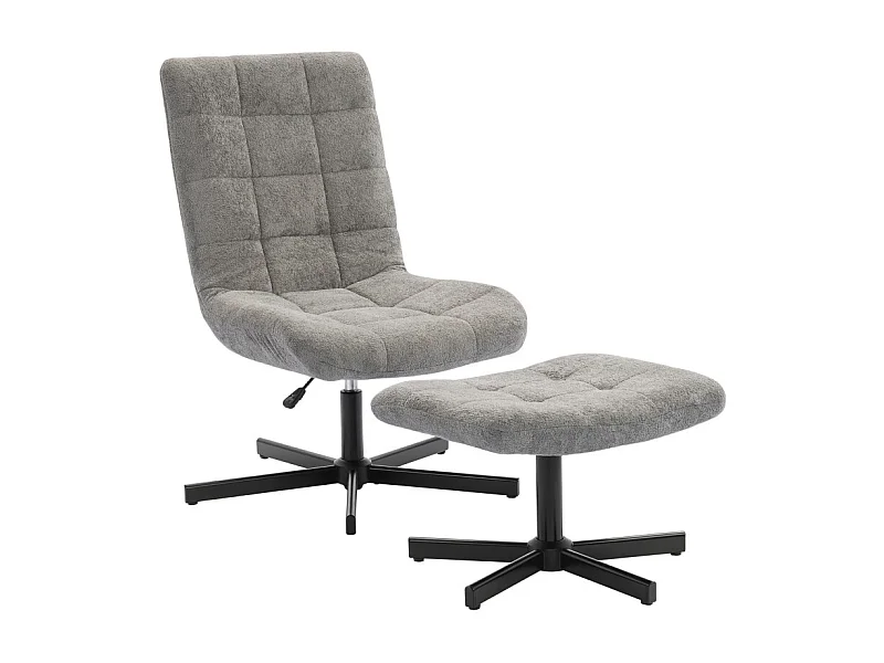 Fauteuil lounge inclinable avec repose-pieds LUSSAC gris