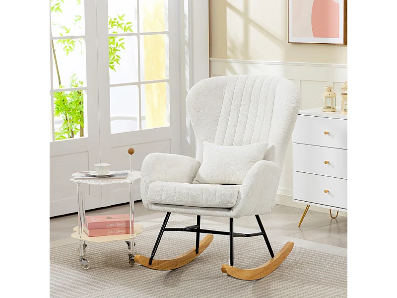 Fauteuil à bascule nordique SILUK blanc 