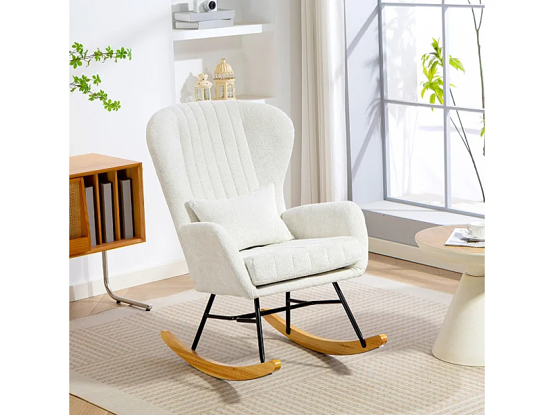 Fauteuil à bascule nordique SILUK blanc 