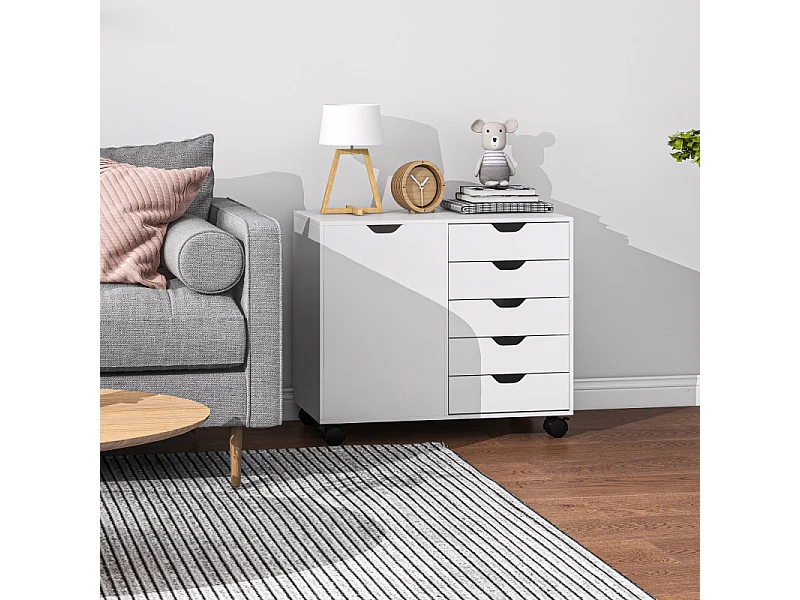 Meuble support imprimante mobile 5 BRAGANCE blanc