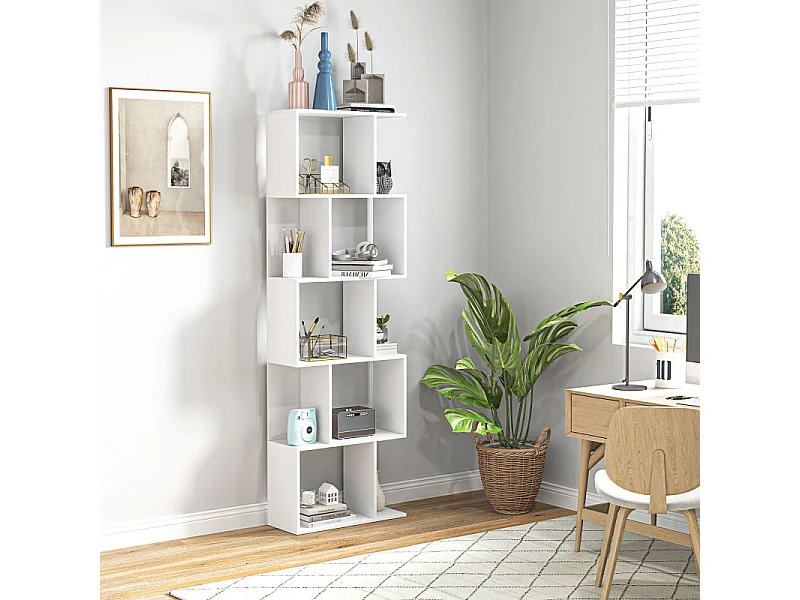 Bibliothèque design 5 étagères CAMARA blanche