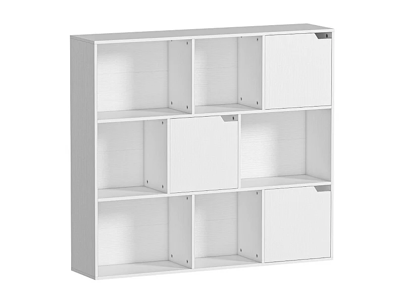 Bibliothèque étagère à compartiments ouverts et fermés CAPARICA blanche