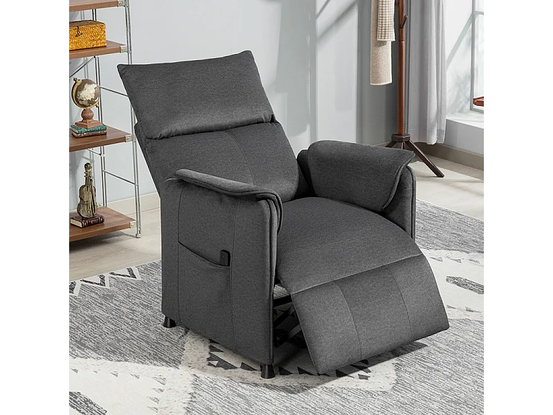 Fauteuil relax électrique inclinable KARSUF velours noir