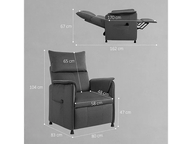 Fauteuil relax électrique inclinable KARSUF velours noir