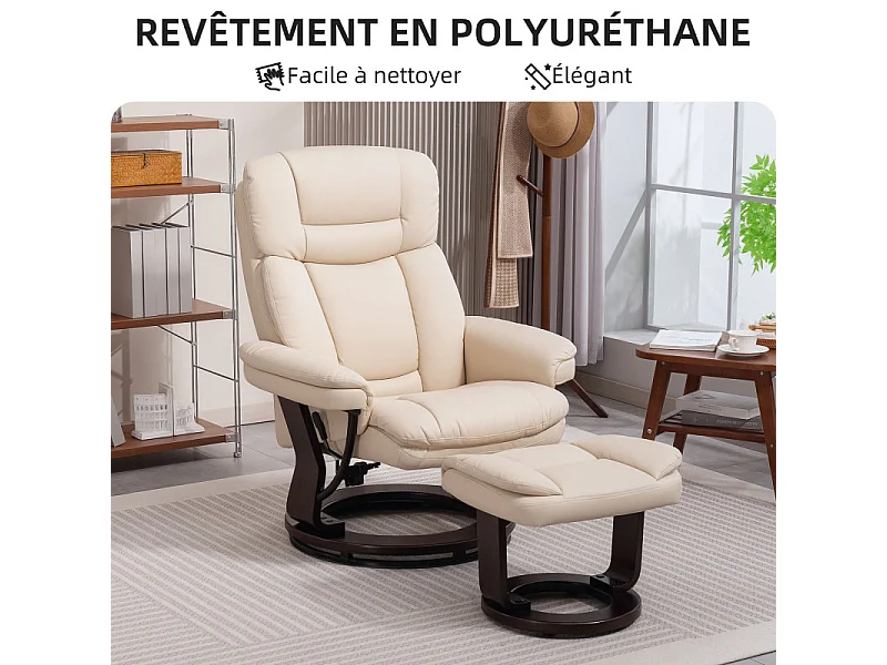 Fauteuil de relaxation ERCO beige clair effet bois wengé