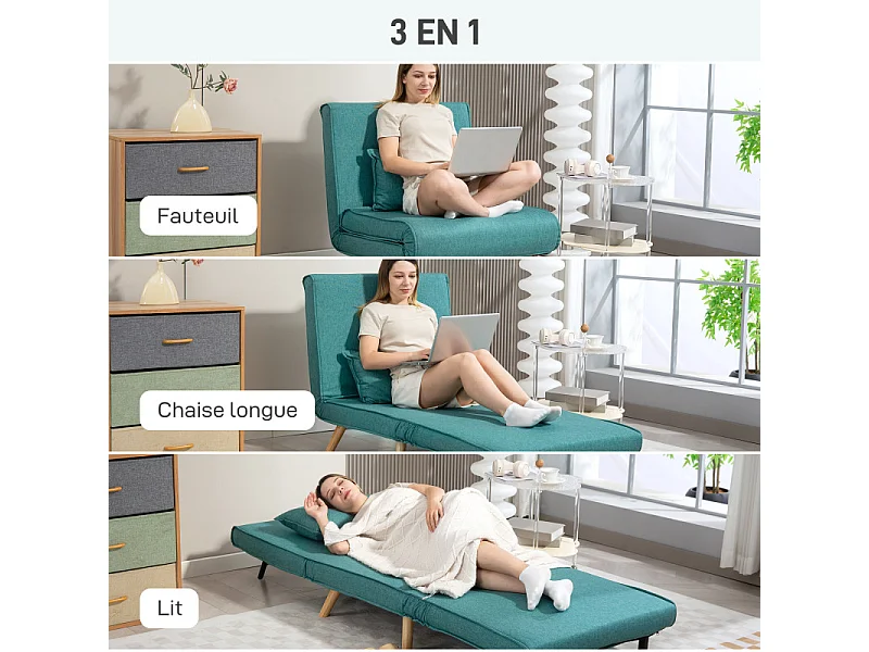 Fauteuil convertible nordique ATTU turquoise