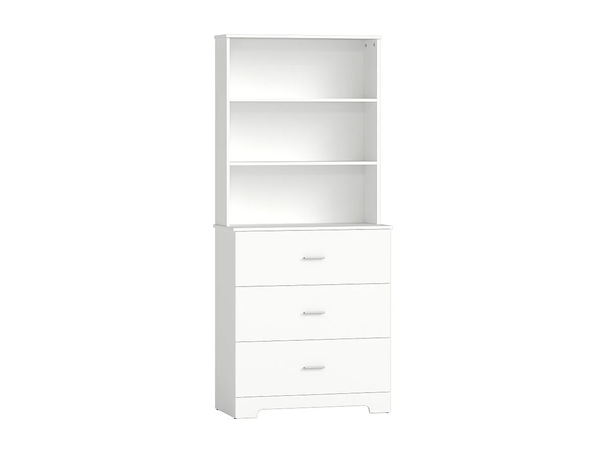 Bibliothèque buffet 3 tiroirs et étagères ouvertes CALDAS blanche