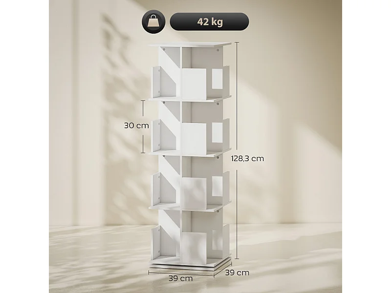 Bibliothèque rotative 16 compartiments CANICO blanche