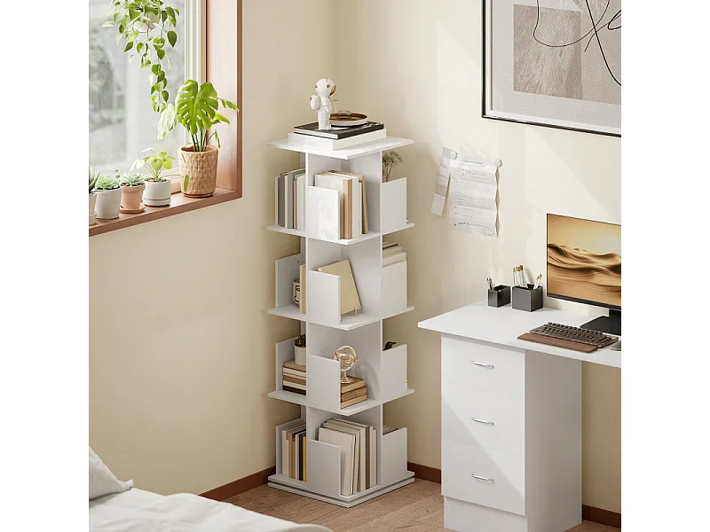 Bibliothèque rotative 16 compartiments CANICO blanche