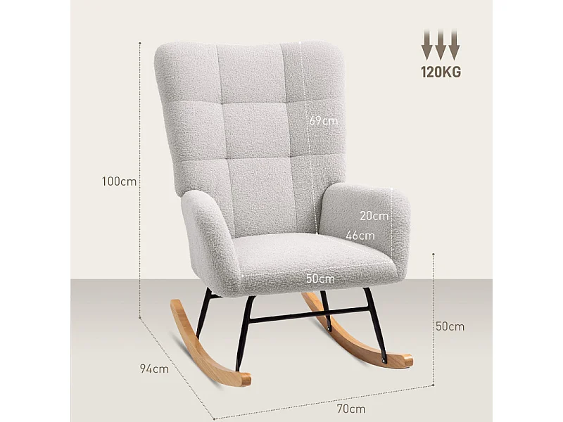 Fauteuil à bascule nordique PALIK gris