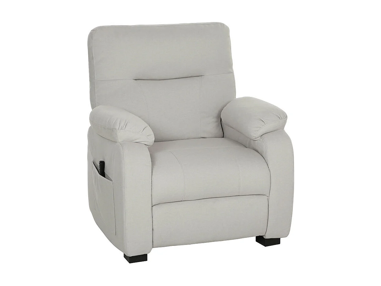 Fauteuil avec port USB et repose-pieds INAAR velours blanc cassé