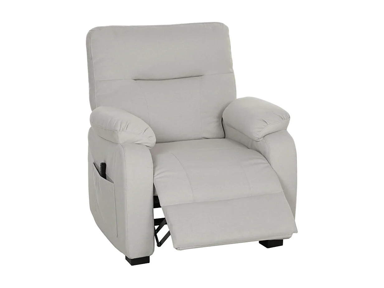 Fauteuil avec port USB et repose-pieds INAAR velours blanc cassé