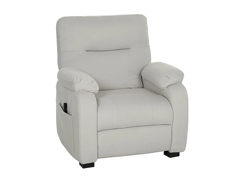 Fauteuil avec port USB et repose-pieds INAAR velours blanc cassé