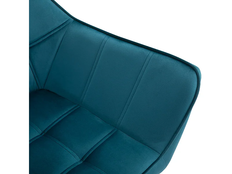 Fauteuil salon scandinave TASIILAQ bois et velours bleu canard