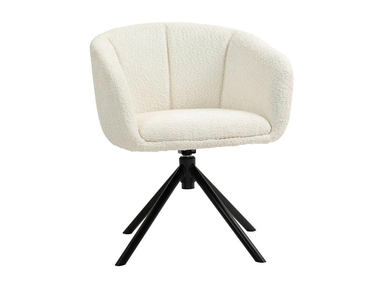 Chaise pivotante MANIIT effet laine bouclée crème