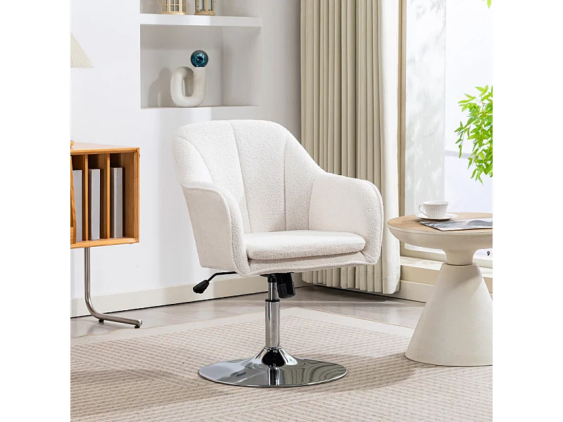 Fauteuil lounge LUIGI bouclette blanche