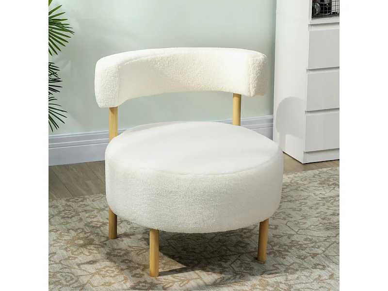 Fauteuil style nordique PAAMIUT bouclette crème