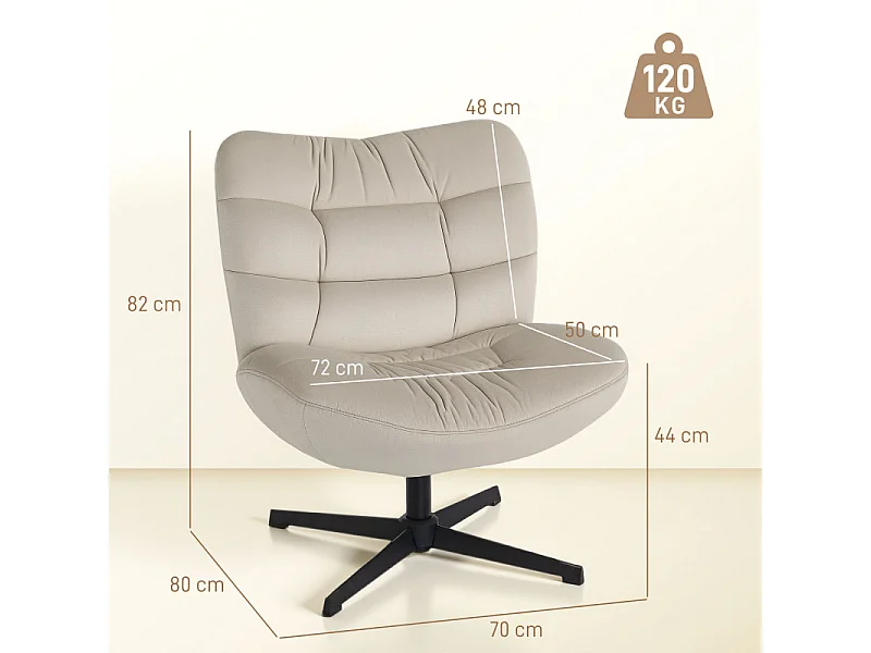 Fauteuil lounge TALIK tissu chenille grège