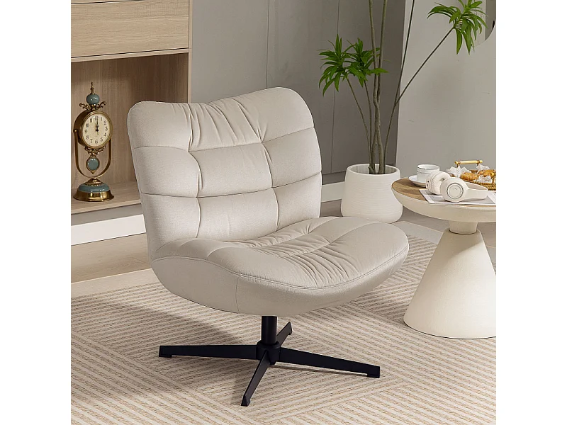 Fauteuil lounge TALIK tissu chenille grège