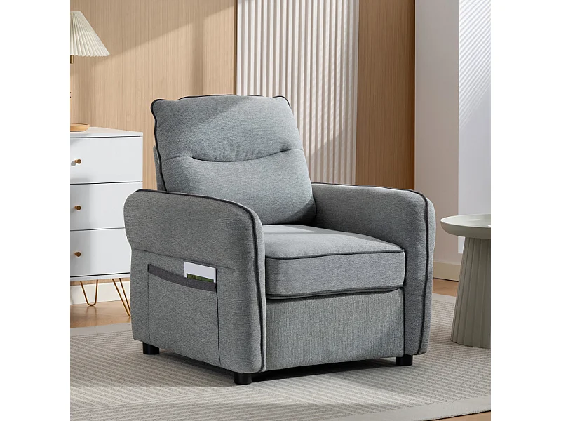 Fauteuil moderne AASIAAT aspect velours gris