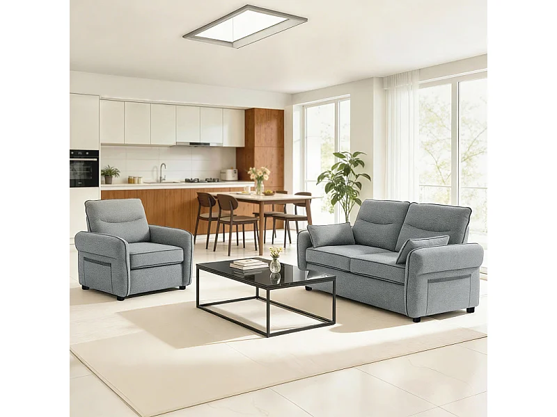 Fauteuil moderne AASIAAT aspect velours gris