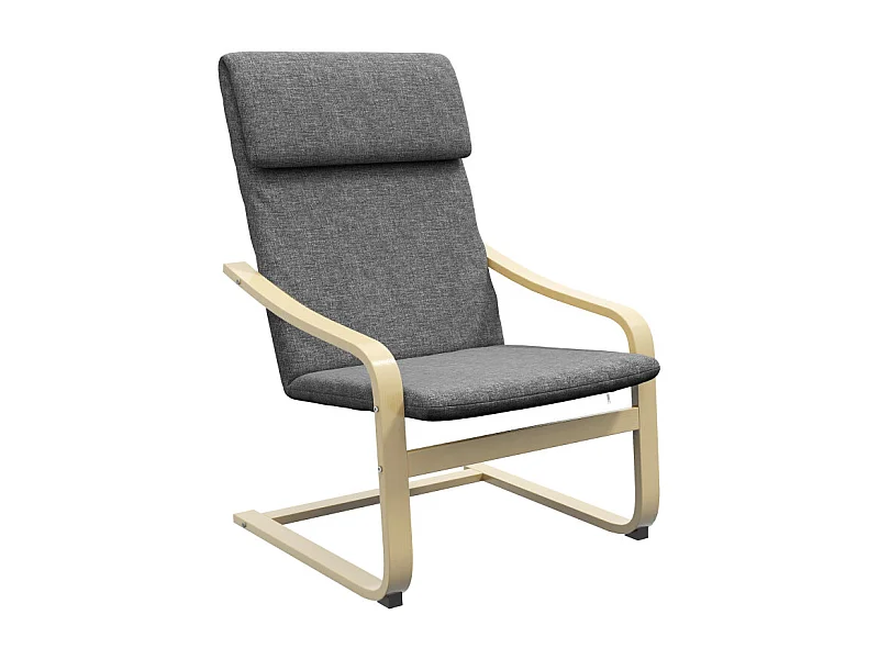 Fauteuil de salon UUMMAN aspect lin gris