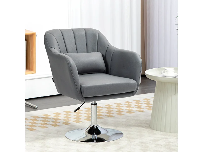 Fauteuil lounge pivotant avec coussin SISIMIUT lin gris foncé