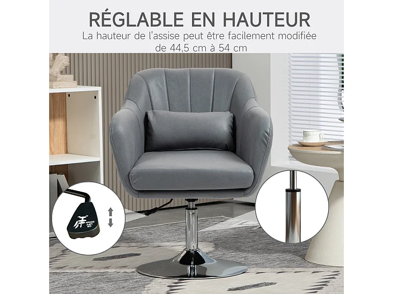 Fauteuil lounge pivotant avec coussin SISIMIUT lin gris foncé