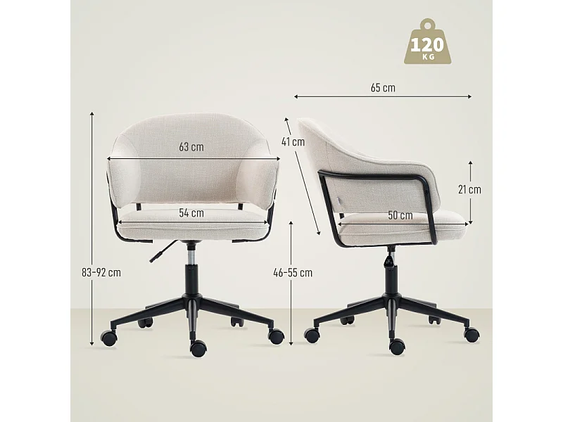 Chaise de bureau PORTICIA beige clair