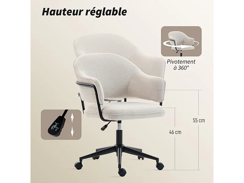 Chaise de bureau PORTICIA beige clair