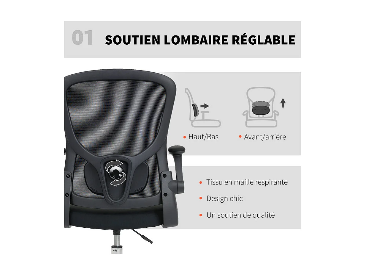 Chaise de bureau ergonomique CAMPANY noire