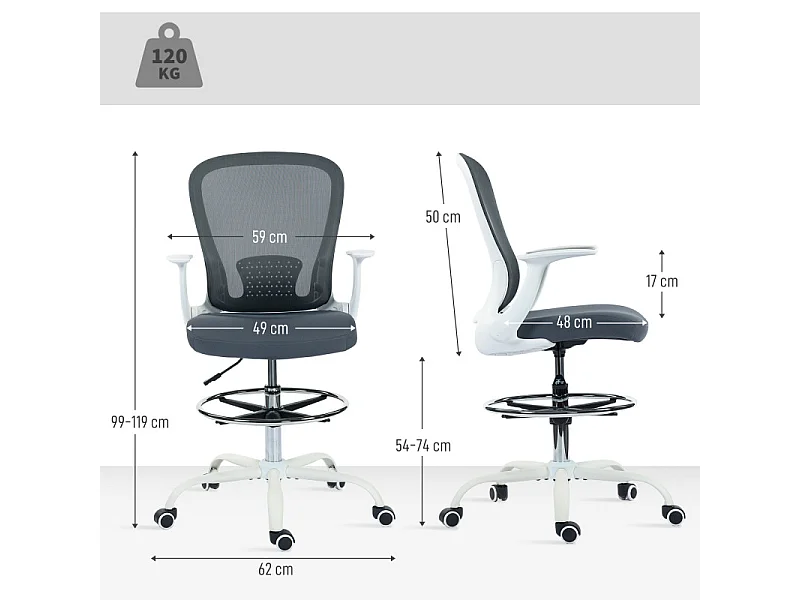 Chaise de bureau ergonomique SCANDICCI grise et blanche