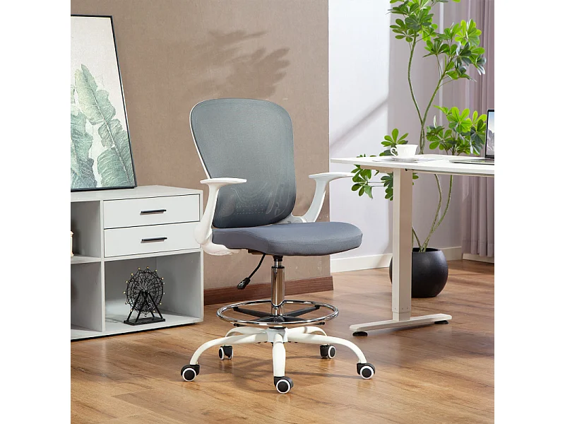 Chaise de bureau ergonomique SCANDICCI grise et blanche