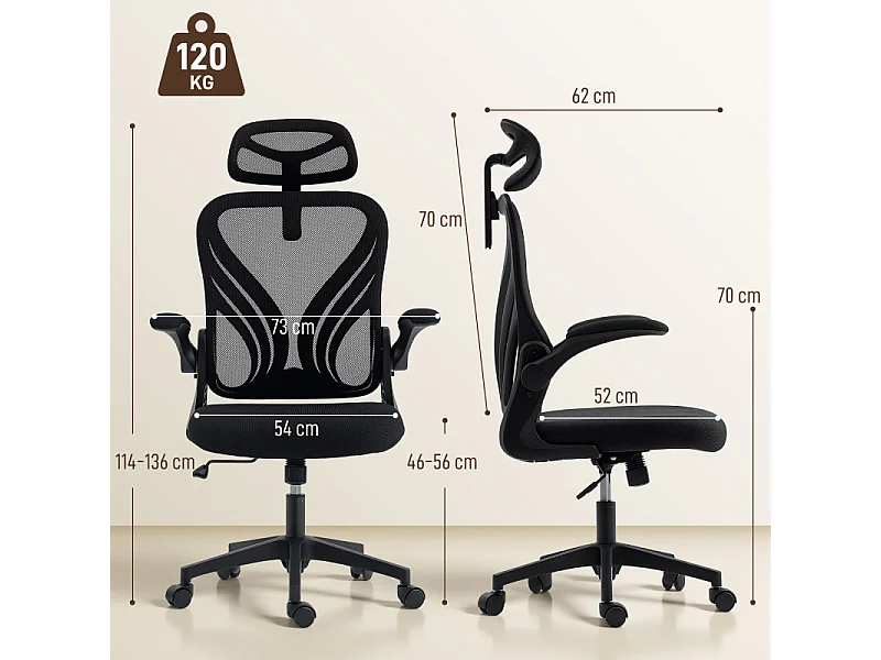 Chaise de bureau ergonomique TRAPANI noire