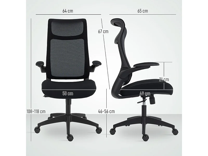 Chaise de bureau ergonomique VALLO noire