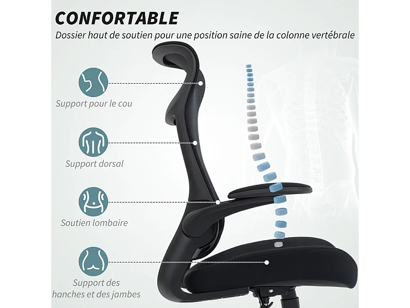 Chaise de bureau ergonomique VALLO noire