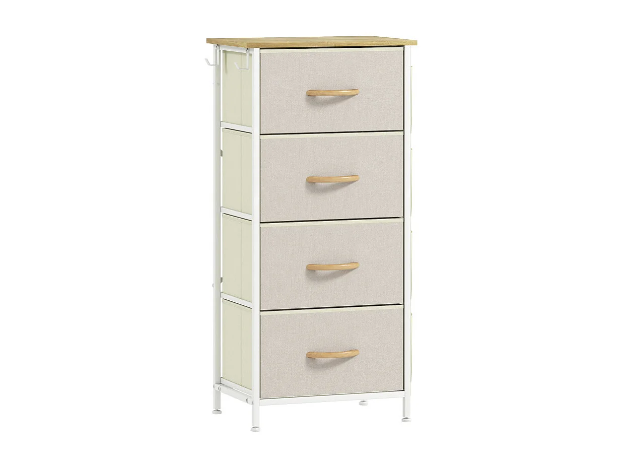 Chiffonnier 4 tiroirs PRAVA blanc et beige