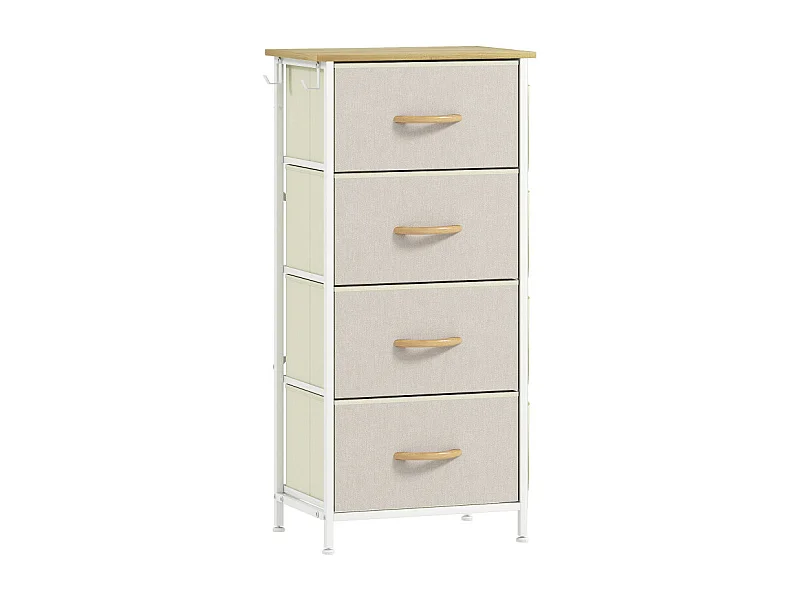 Chiffonnier 4 tiroirs PRAVA blanc et beige